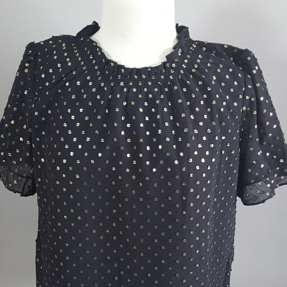 J.Crew Metallic Gold Dot Blouse